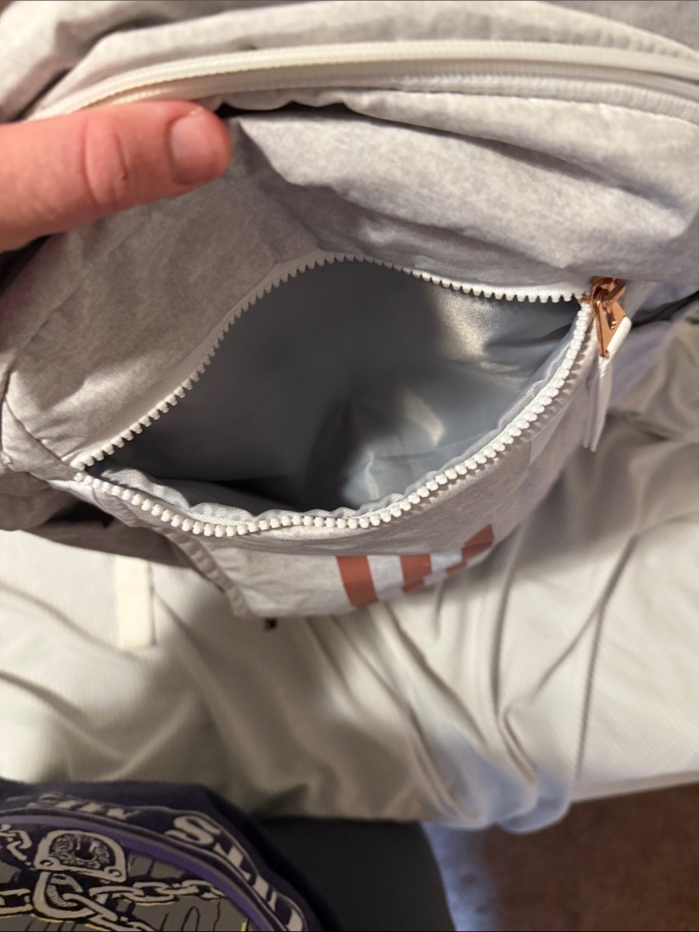 adidas Light Gray Backpack with Copper Stripes - Picture 4 of 4